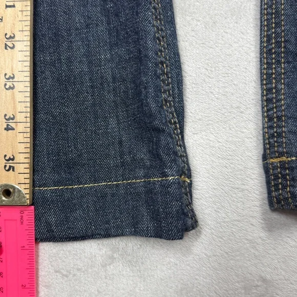 Vintage Y2K Free People Low Rise Zip Fly Flare Dark Blue Wash Blue Jeans Size 25 - Picture 8 of 15